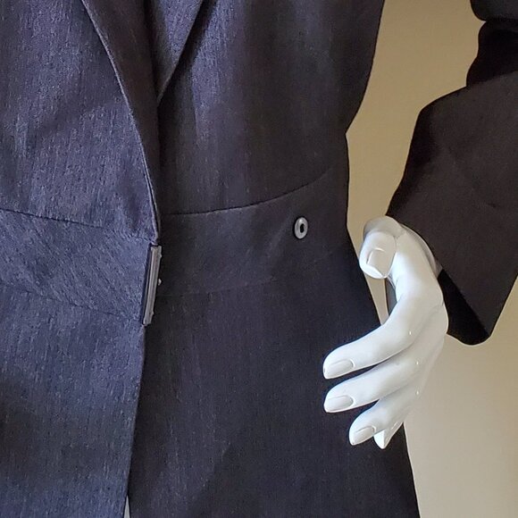 Calvin Klein Black/Gray Button Clasp Long Sleeve Blazer Jacket SZ 6 - Picture 6 of 9